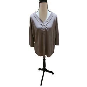 Andree by Unit Soft Gray Knit Top – 3/4 Sleeve – XL